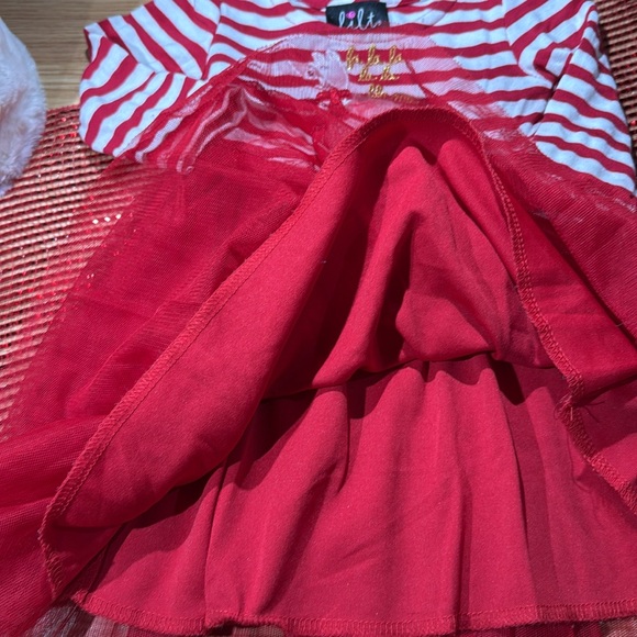 Christmas dress with tulle overlay. Sz 2T red/white - Picture 3 of 5